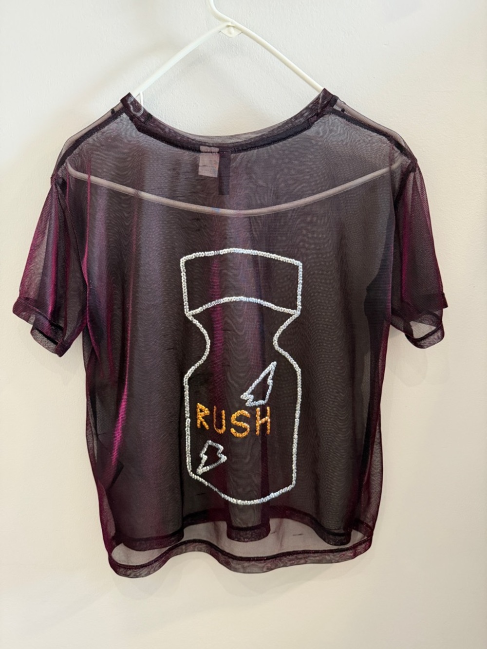 H&M Mesh shirt with Hand Beaded Rush Design Size XS - Picture 2 of 3